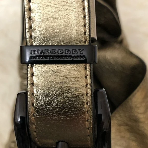 Burberry Handbag Metallic Goldstone Color Rare - Picture 8 of 16